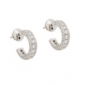 18k White Gold Diamond Set Hoop Earrings